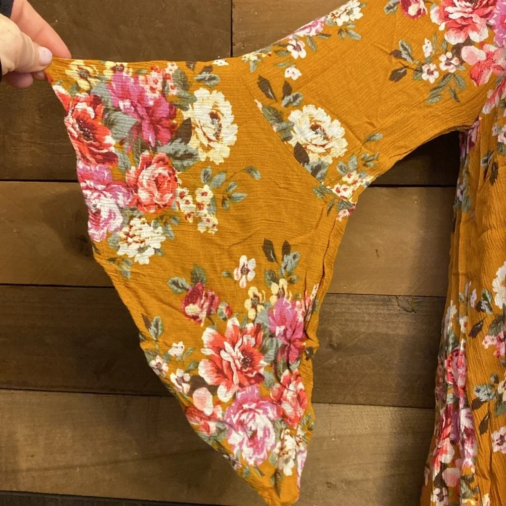 Mittoshop Mustard Floral Bohemian Tunic - Size Large - Picture 4 of 16
